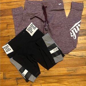 PINK Victoria's Secret Leggings - Maroon and Black